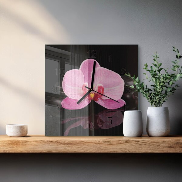 Skleněné hodiny na stěnu Orchidej zskc-30x30-00174197