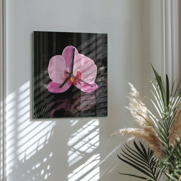 Skleněné hodiny na stěnu Orchidej zskc-30x30-00174197