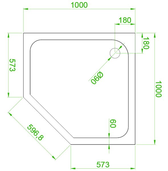 BPS-koupelny Pětiúhelníková akrylátová sprchová vanička ST07C WH 100x100 bílá