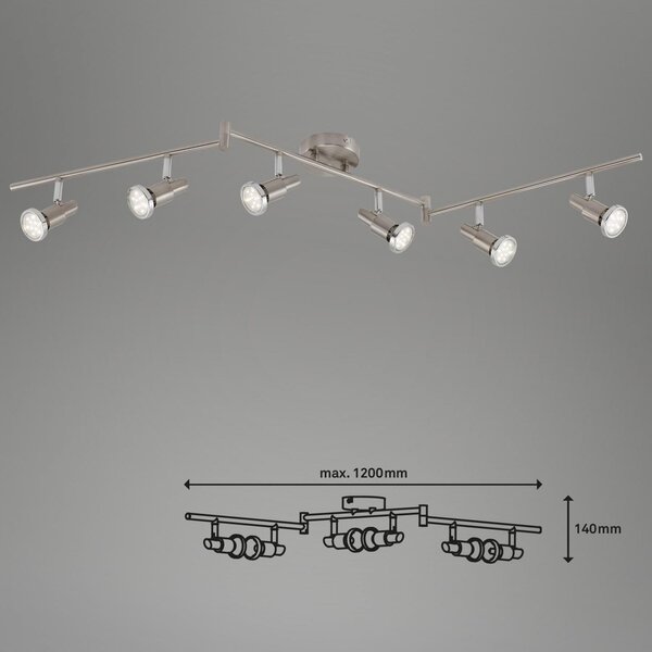 BRILO 2991-062B Bodové svítidlo 120 cm 6xGU10 18W 1500lm matný nikl - BRILO