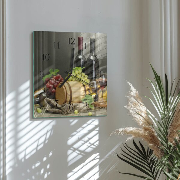 Skleněné hodiny na stěnu Hrozny na víno zskc-30x30-00174210