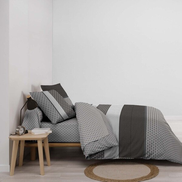 Černobílé bavlněné povlečení na dvoulůžko/prodloužené s prostěradlem/6dílné 240x220 cm Meiko – douceur d'intérieur