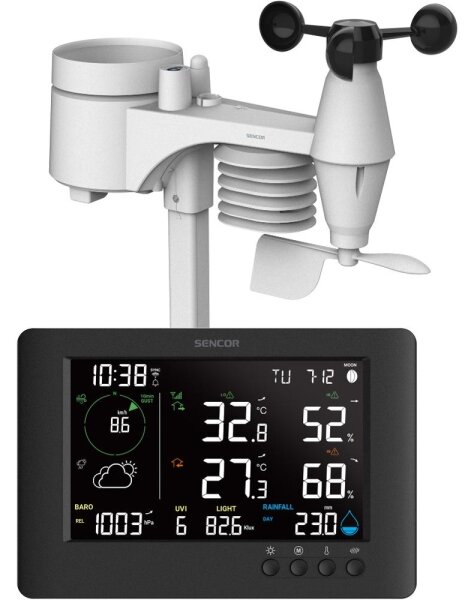 Sencor - Profes. meteostanice s LCD displejem a budíkem 5V/1xCR2032 + 3xAA Wi-Fi