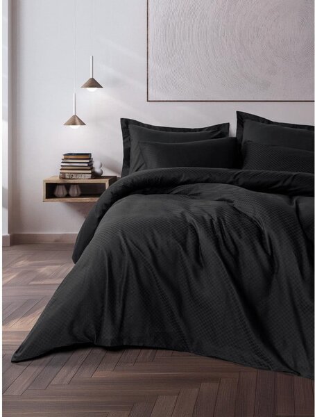 Černé povlečení na jednolůžko z bavlny Renforcé 140x200 cm Checkered – Mila Home Luxury