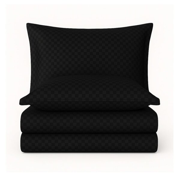 Černé povlečení na jednolůžko z bavlny Renforcé 140x200 cm Checkered – Mila Home Luxury