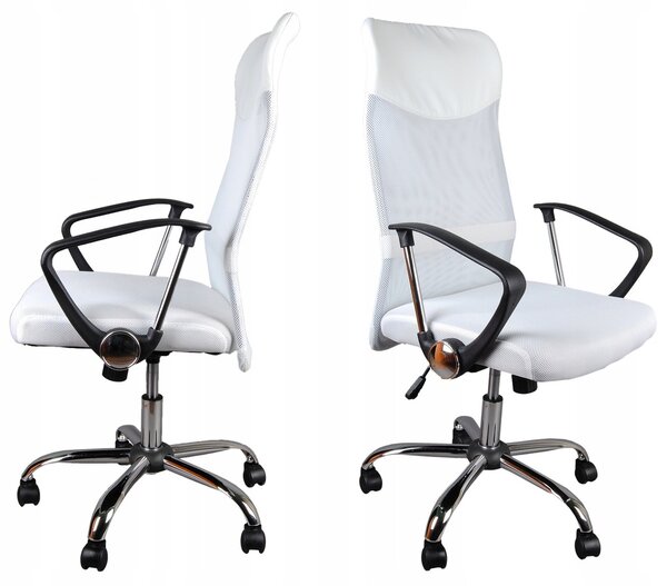 Ergonomická kancelářská židle Giosedio bílá látková s nastavitelnou výškou