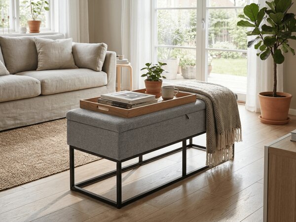 Lavice s úložným prostorem TAURO 112x48 cm, šedá