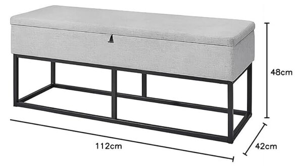 Lavice s úložným prostorem TAURO 112x48 cm, šedá