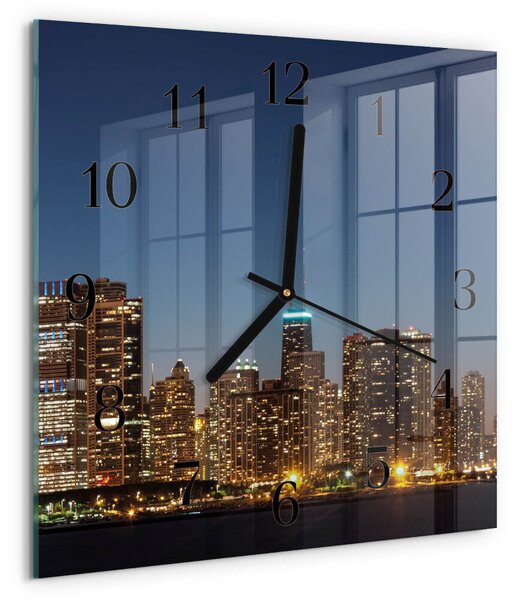 Skleněné hodiny na stěnu Horizont zskc-30x30-00174348