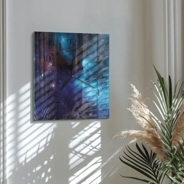 Skleněné hodiny na stěnu Hvězdná obloha zskc-30x30-00174358