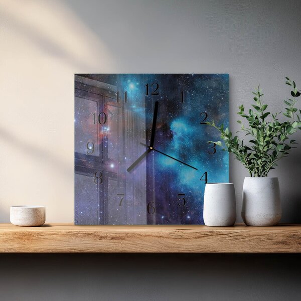 Skleněné hodiny na stěnu Hvězdná obloha zskc-30x30-00174358
