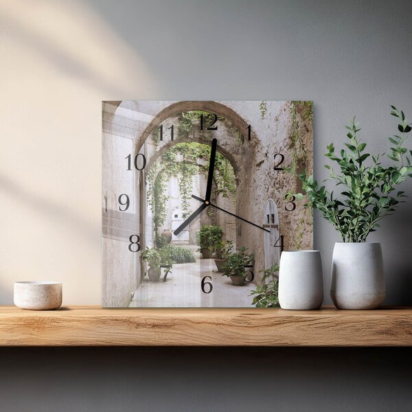 Skleněné hodiny na stěnu Rostliny na třídě zskc-30x30-00174359
