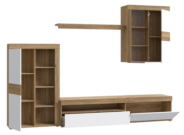 OBÝVACÍ STĚNA barvy dubu, světle šedá Carryhome - Kompletní obývací stěny