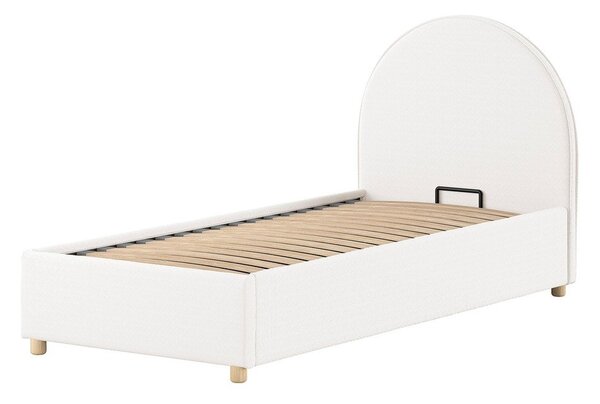 Bílá čalouněná jednolůžková postel s úložným prostorem s roštem 90x200 cm Moon – Vipack