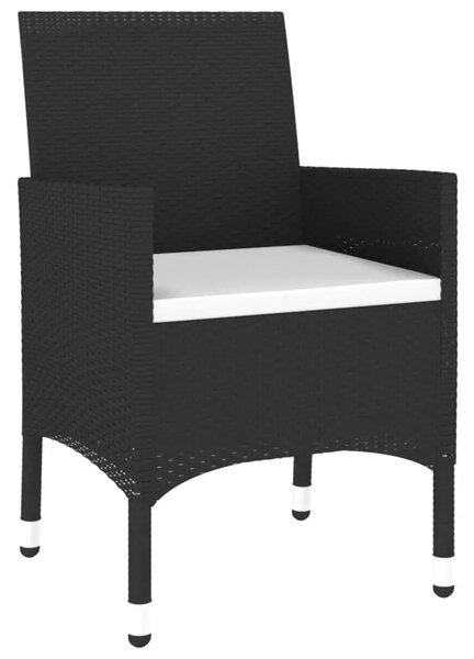 3dílný zahradní bistro set polyratan a tvrzené sklo černý