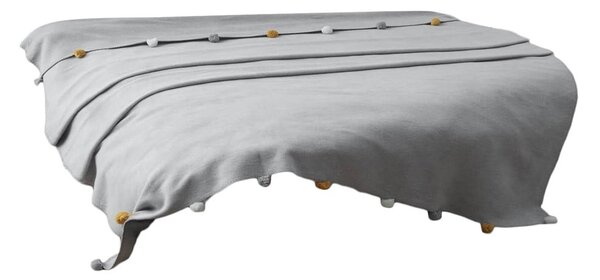 Šedý fleecový přehoz 150x200 cm Pom Pom – Mijolnir