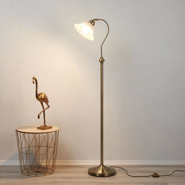 Searchlight EU9122AB Stylová stojací lampa SCAVO patina, sklo