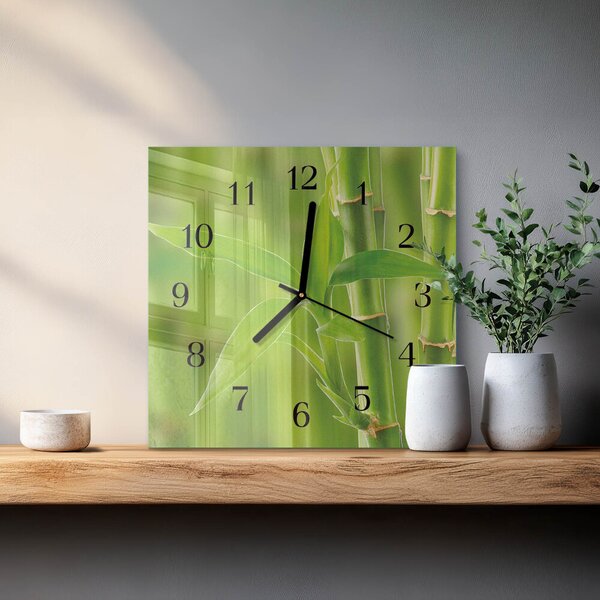 Skleněné hodiny na stěnu Bambusová rostlina zskc-30x30-00174397