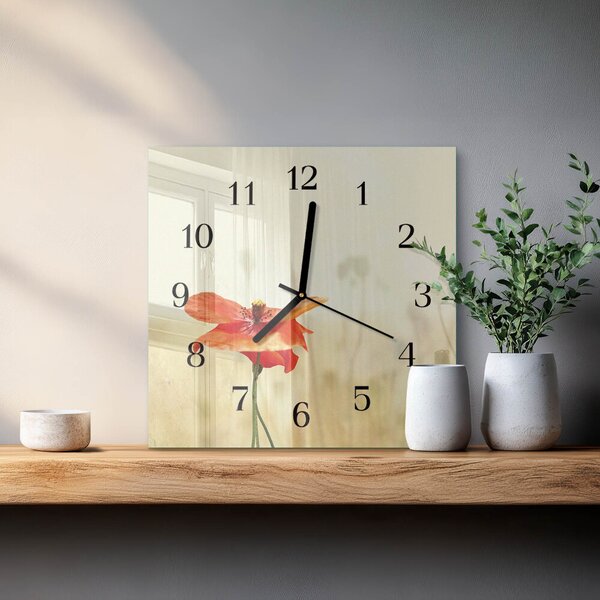 Skleněné hodiny na stěnu Mák zskc-30x30-00174396