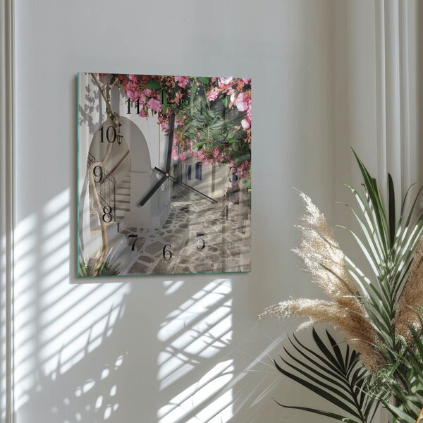 Skleněné hodiny na stěnu Květinová alej zskc-30x30-00174398