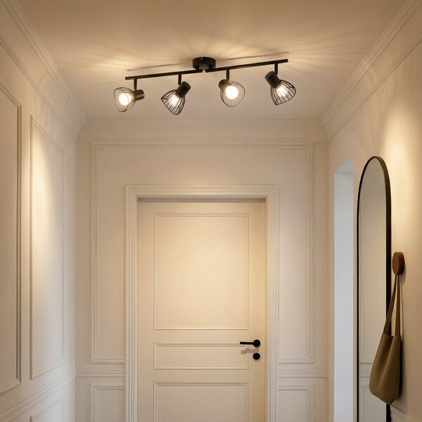 Stropní Lampa Lindby, Piena, stmívatelné, Černá, Jídelna, Kov, Moderní
