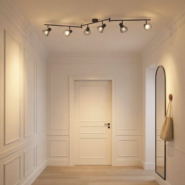 Stropní Lampa Lindby, Piena, stmívatelné, Černá, Jídelna, Kov, Moderní