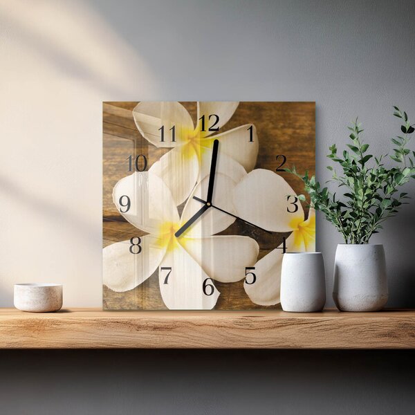 Skleněné hodiny na stěnu Květiny zskc-30x30-00174419
