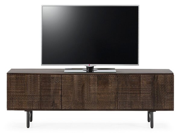 Tmavě hnědý TV stolek z mangového dřeva 145x48x40 cm Kalai – MOME