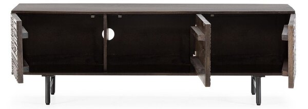Tmavě hnědý TV stolek z mangového dřeva 145x48x40 cm Kalai – MOME
