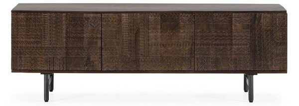 Tmavě hnědý TV stolek z mangového dřeva 145x48x40 cm Kalai – MOME