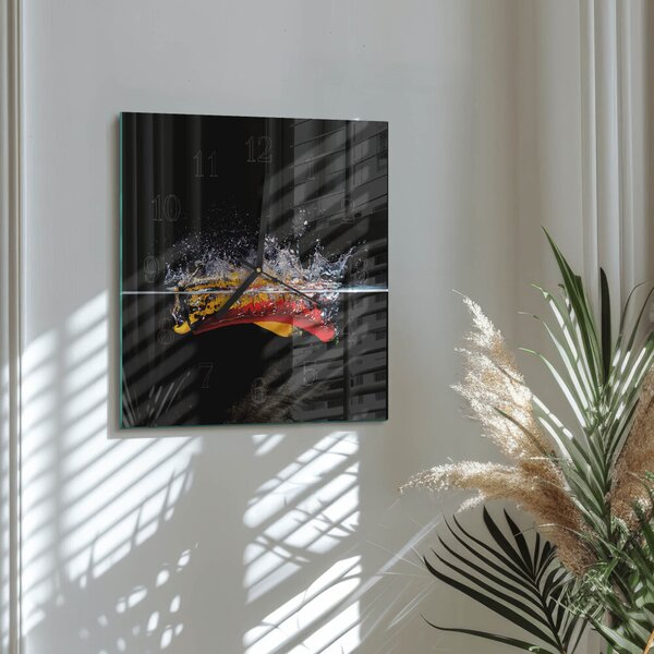 Skleněné hodiny na stěnu Chilli papričky zskc-30x30-00174430