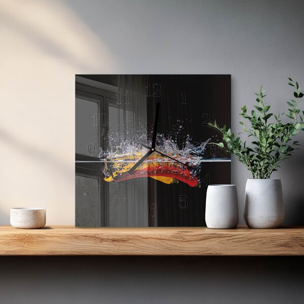 Skleněné hodiny na stěnu Chilli papričky zskc-30x30-00174430