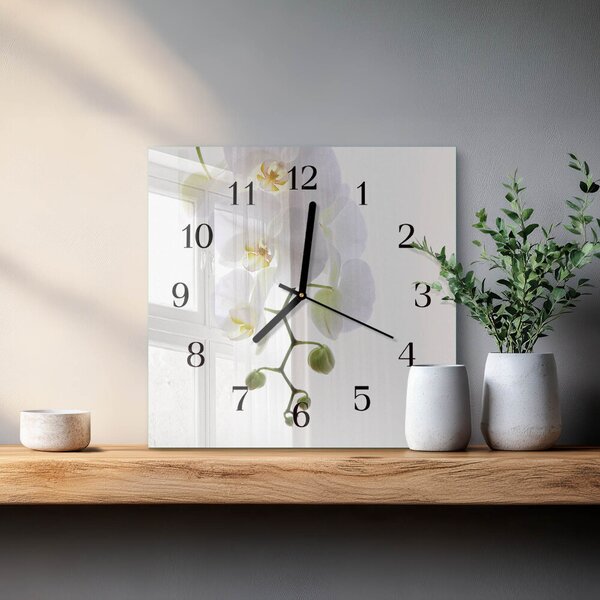 Skleněné hodiny na stěnu Orchidej zskc-30x30-00174440