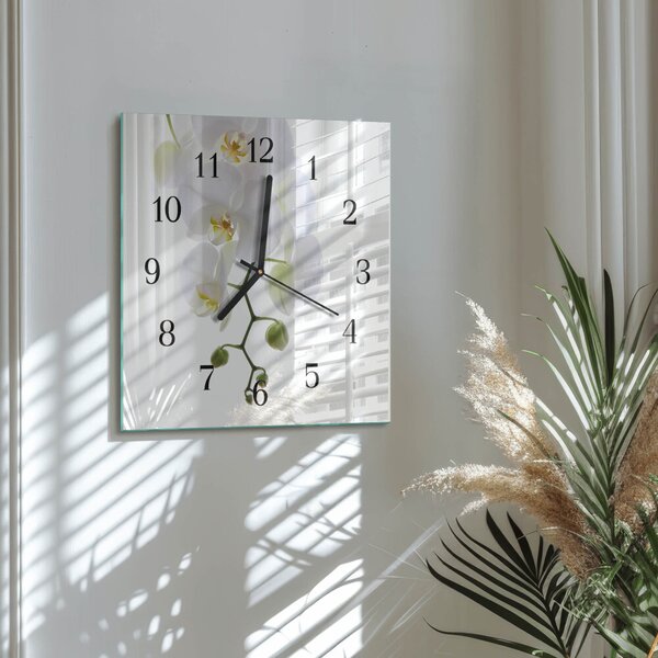 Skleněné hodiny na stěnu Orchidej zskc-30x30-00174440