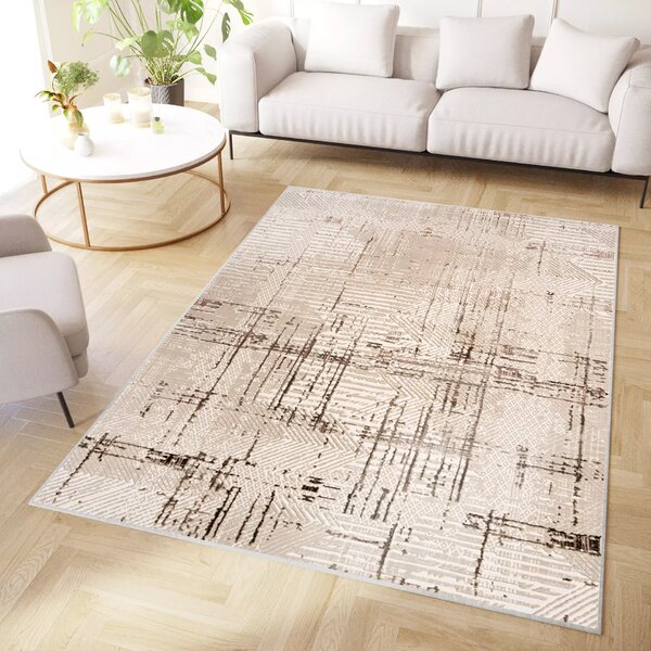 Makro Abra Moderní kusový koberec PARMA UE68A zelený krémový béžový Rozměr: 80x150 cm
