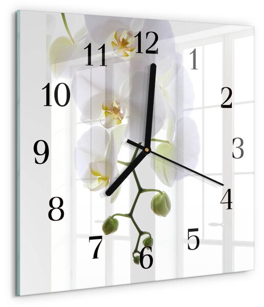 Skleněné hodiny na stěnu Orchidej zskc-30x30-00174440