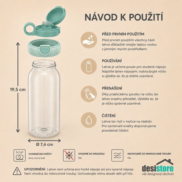 Dětská láhev Campus, 600ml, Mepal, Stitch