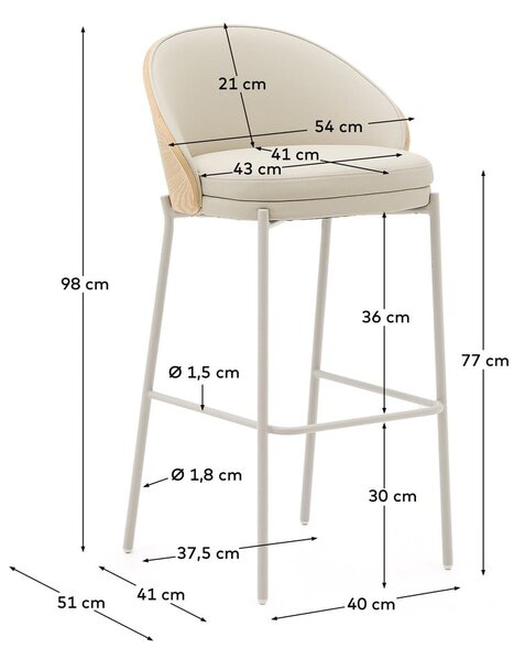 Béžová/v přírodní barvě barová židle (výška sedáku 77 cm) Eamy – Kave Home