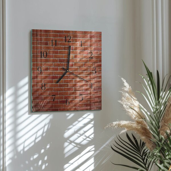 Skleněné hodiny na stěnu Cihlová zeď zskc-30x30-00174466