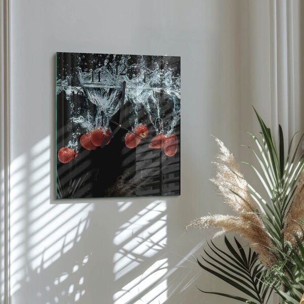 Skleněné hodiny na stěnu Jahody zskc-30x30-00174469