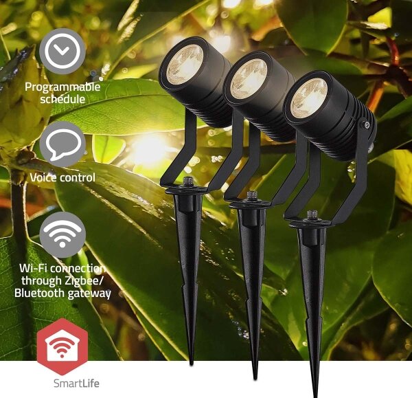 Nedis ZBLOS10RGBW3-SADA 3x LED RGBW Stm. venk. lampa LED/3W/230V IP65 Wi-Fi Tuya