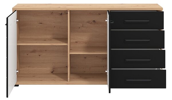 Kombinovaná komoda Lugano - dub artisan/černá