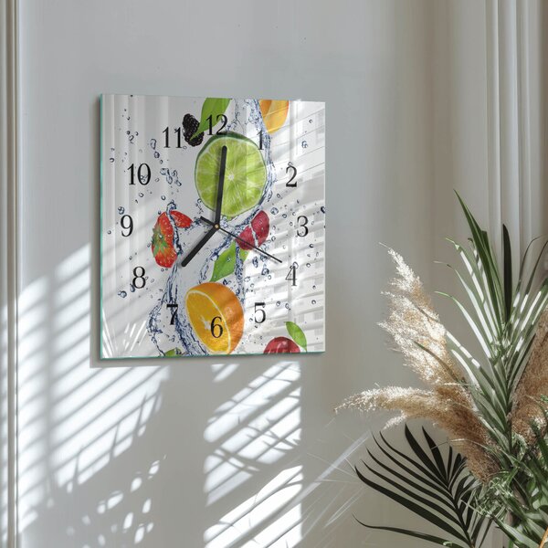 Skleněné hodiny na stěnu Ovoce Citron zskc-30x30-00174538
