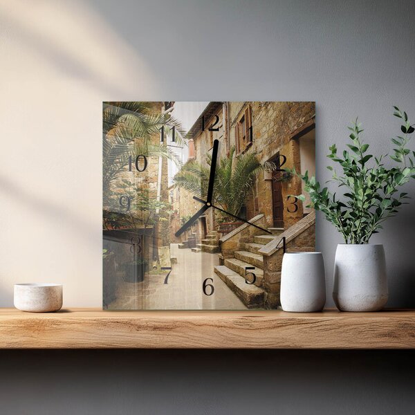 Skleněné hodiny na stěnu Avenue Palms zskc-30x30-00174539