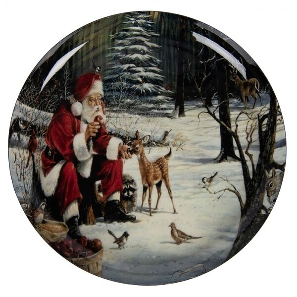 Dekorační podnos / tác s motivem Santa Clause a kolouška – 28x3 cm