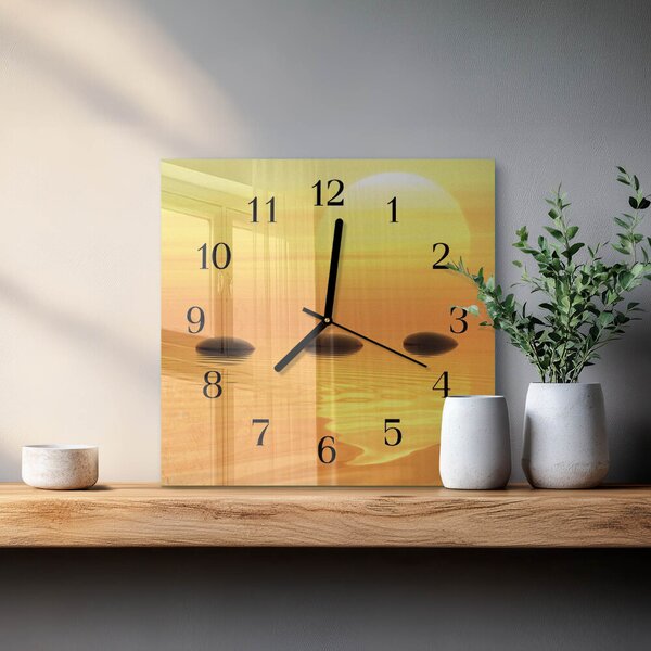 Skleněné hodiny na stěnu Vodní slunce zskc-30x30-00174545