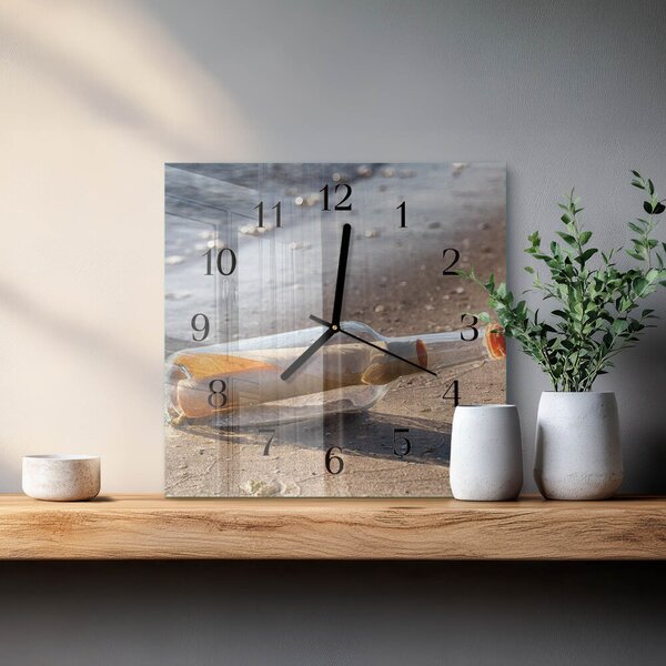 Skleněné hodiny na stěnu Dopis z lahve zskc-30x30-00174546