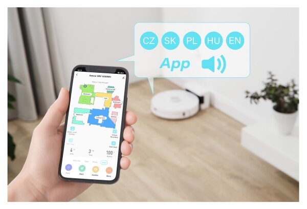 Sencor- Robotický vysavač s mopem 2v1 50W/5000 mAh Wi-Fi bílá + dálkové ovládání