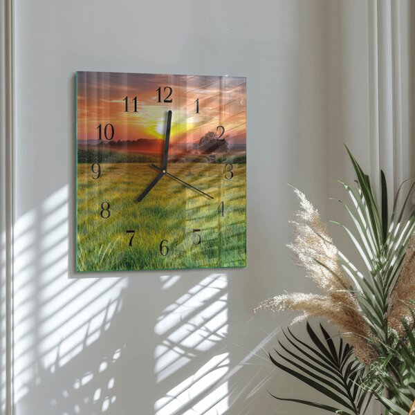 Skleněné hodiny na stěnu Krajinná louka zskc-30x30-00174569
