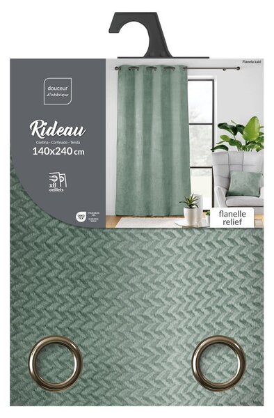 Zelený závěs z mikroflanelu 140x240 cm Flanela – douceur d'intérieur